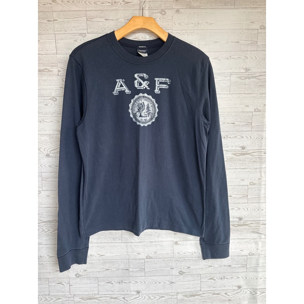 Abercrombie Fitch Muscle Shirt Long Sleeve Blue Mens XL Vintage Y2k gorpcore